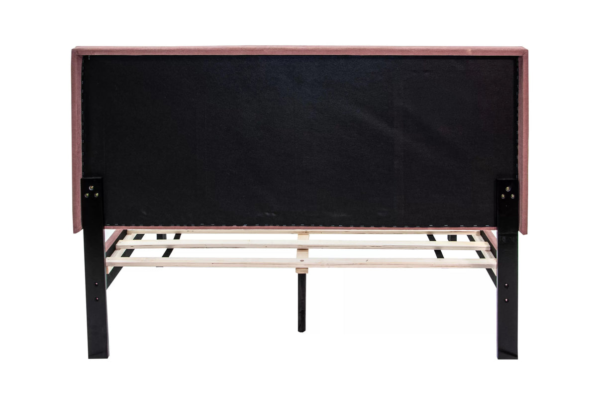 The Delaney Pink Linen Full Bed Frame – Channel-Tufted - view 4