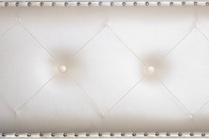 The Chantilly Eastern King Cream Faux Leather LED Bed
