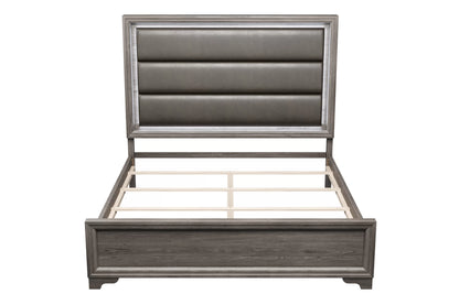 The Sable Queen Espresso Bonded Leather LED Bed