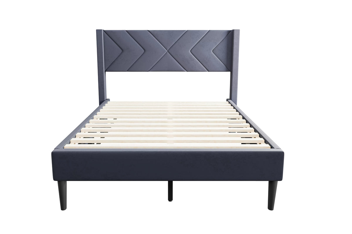 The Sorrel Full Gray Velvet Upholstered Bed