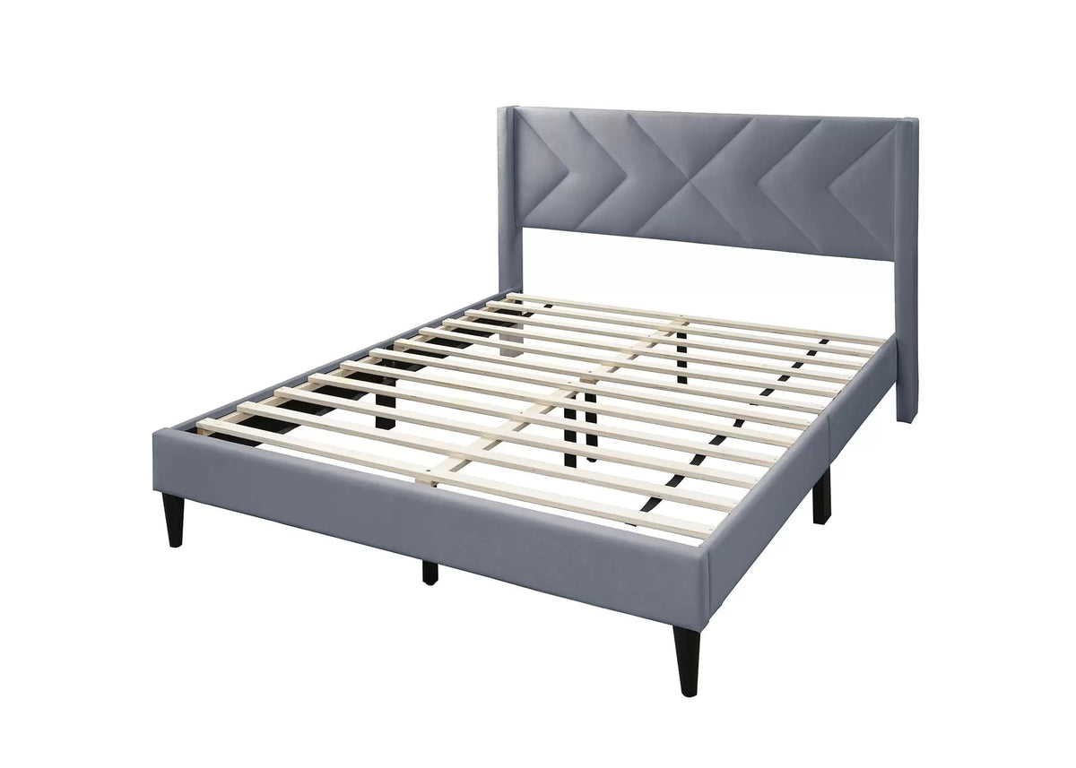 The Sorrel Full Gray Velvet Upholstered Bed