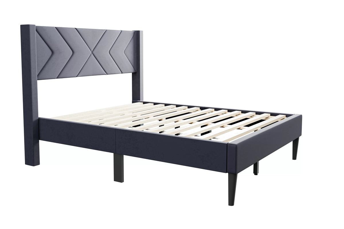 The Sorrel Full Gray Velvet Upholstered Bed