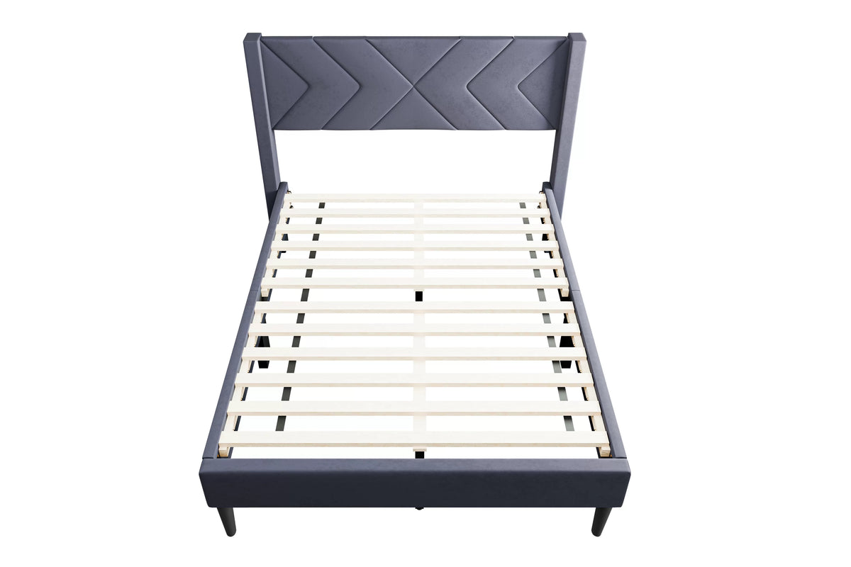 The Sorrel Full Gray Velvet Upholstered Bed