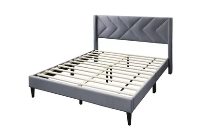 The Sorrel Queen Gray Velvet Upholstered Bed