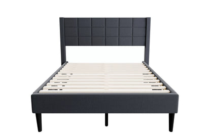 The Birch Full Charcoal Brushed Linen Upholstered Bed