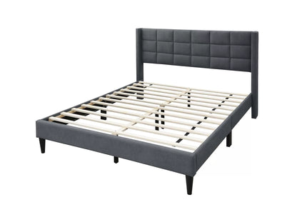 The Birch Full Charcoal Brushed Linen Upholstered Bed