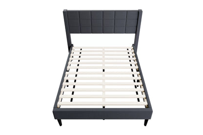 The Birch Full Charcoal Brushed Linen Upholstered Bed