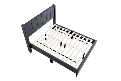 The Birch Full Charcoal Brushed Linen Upholstered Bed
