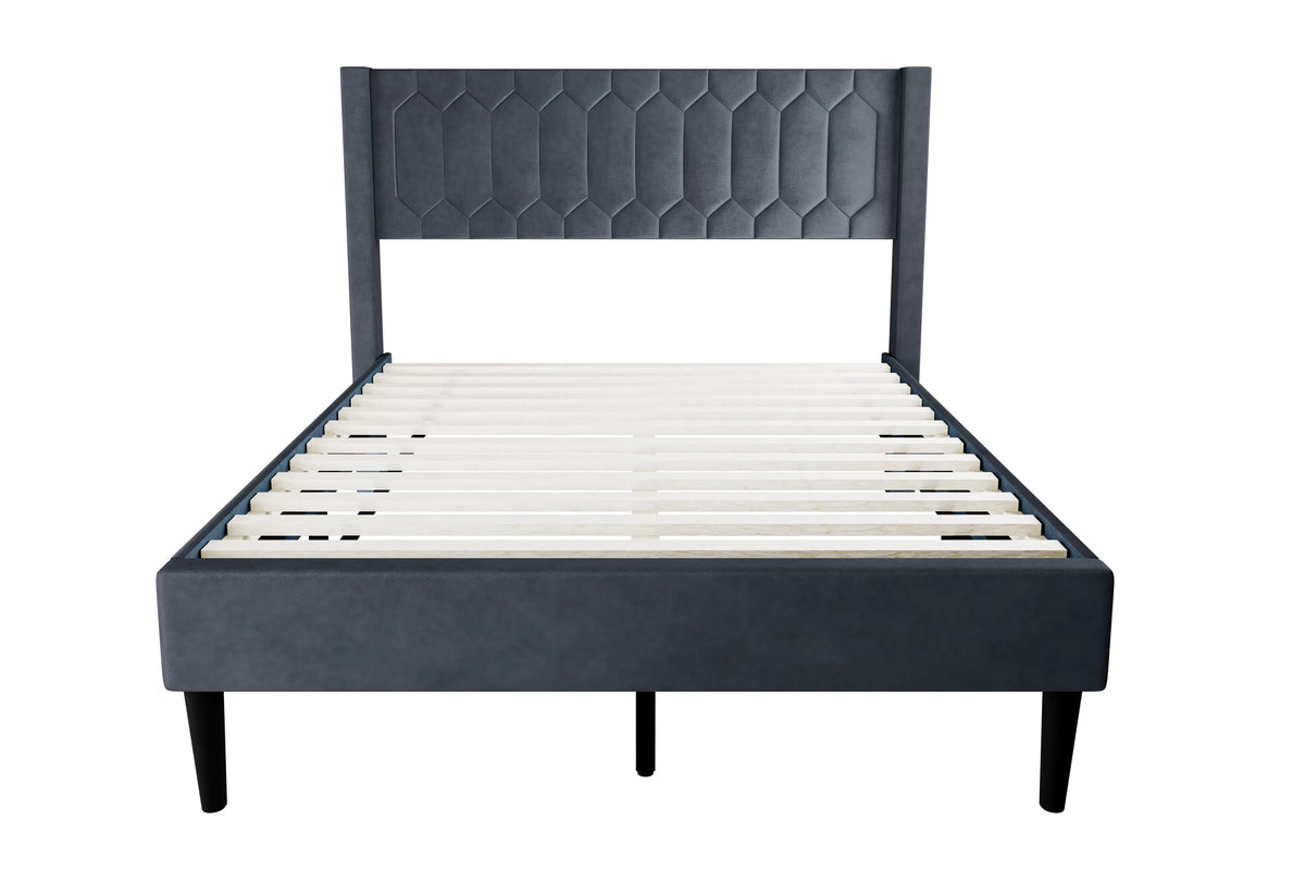 Cama Drummond Full Carbón de Yute Tapizado