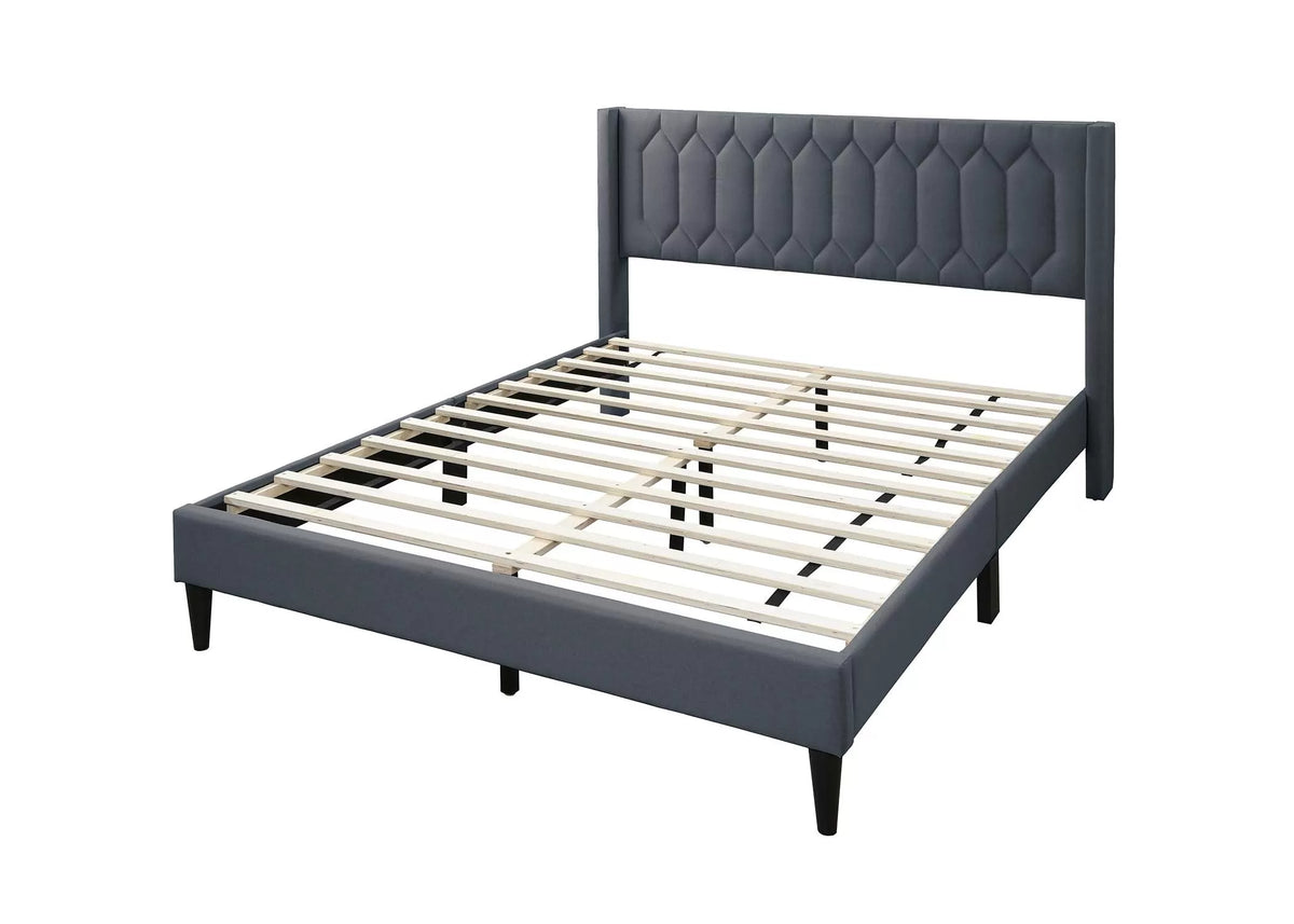 Cama Drummond Full Carbón de Yute Tapizado