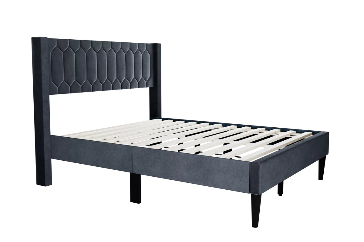 Cama Drummond Full Carbón de Yute Tapizado