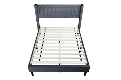 Cama Drummond Full Carbón de Yute Tapizado