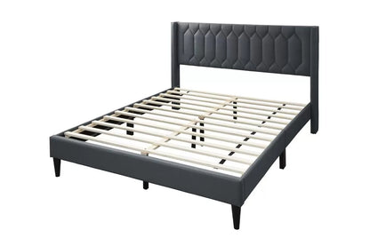 The Drummond Queen Charcoal Burlap Upholstered Bed