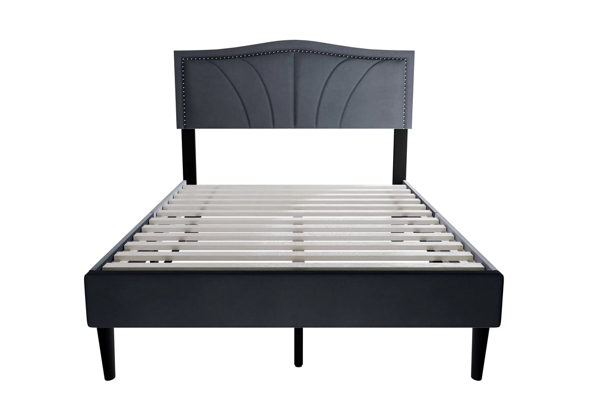 The Alder Full Charcoal Burlap Upholstered Bed