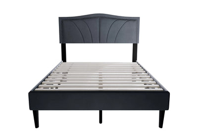 The Alder Full Charcoal Burlap Upholstered Bed