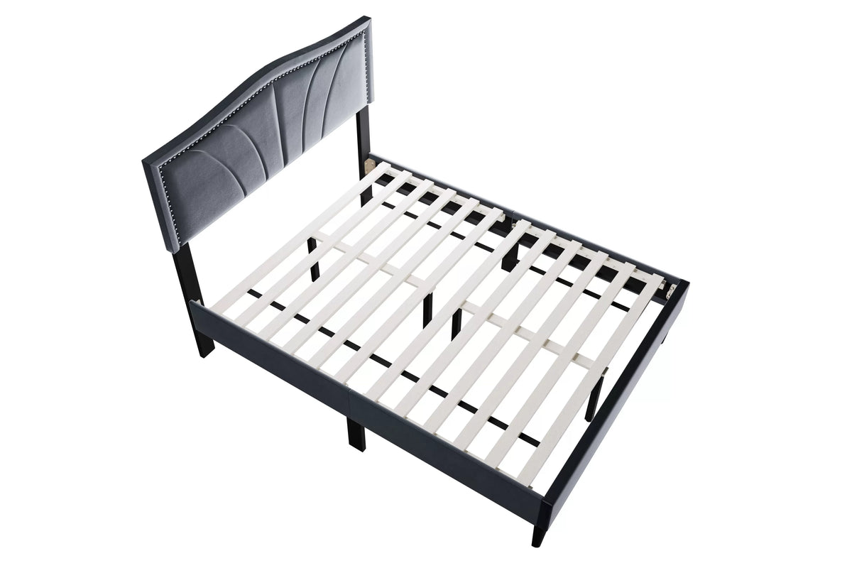 The Alder Full Charcoal Burlap Upholstered Bed