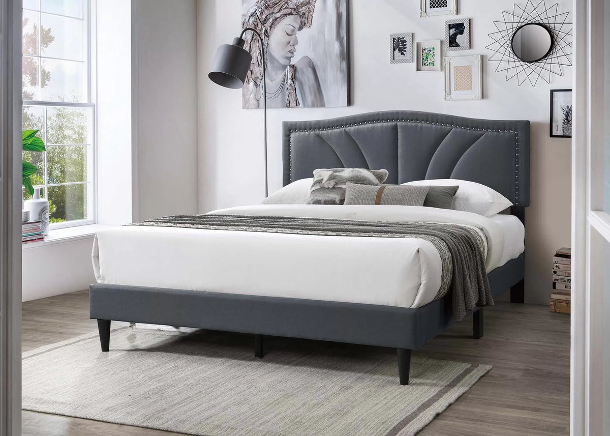 The Alder Full Charcoal Burlap Upholstered Bed