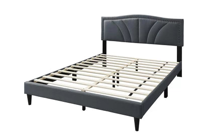 The Alder Queen Charcoal Burlap Upholstered Bed