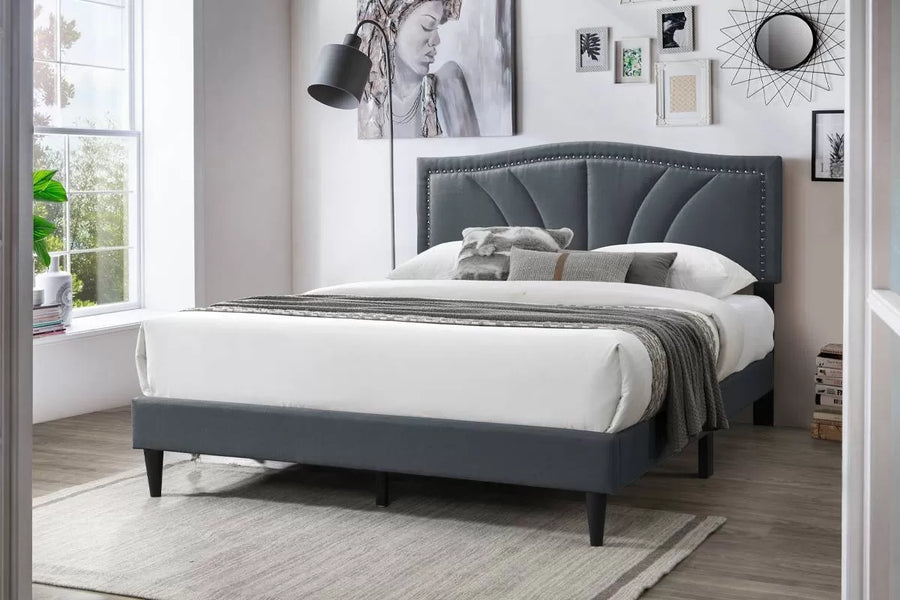 Cama Alder Queen Carbón de Yute Tapizado