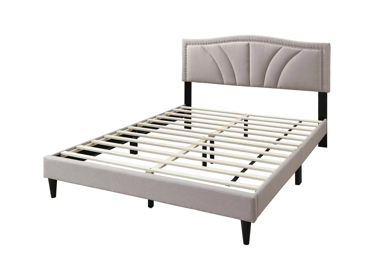 The Cove Full Light Brown Burlap Upholstered Bed
