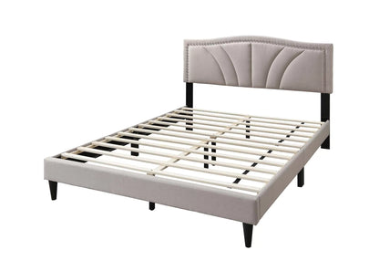 The Cove Full Light Brown Burlap Upholstered Bed