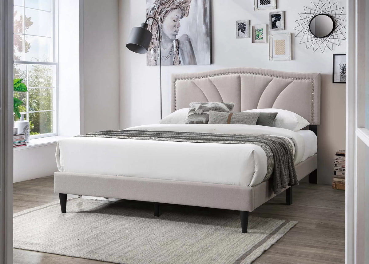The Cove Full Light Brown Burlap Upholstered Bed