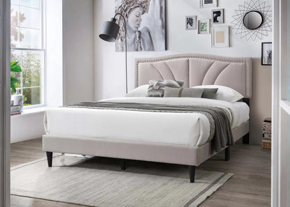 The Cove Full Light Brown Burlap Upholstered Bed