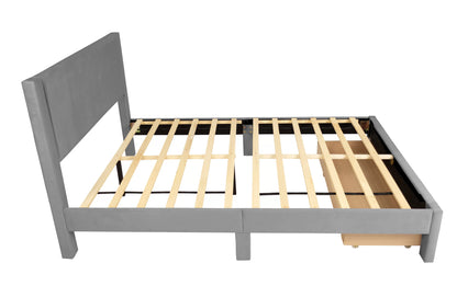 The Cinder Full Charcoal Corduroy Bed with Storage Drawer
