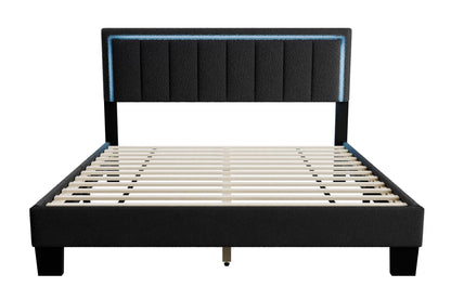 The Halo Queen Charcoal Wool LED Bed