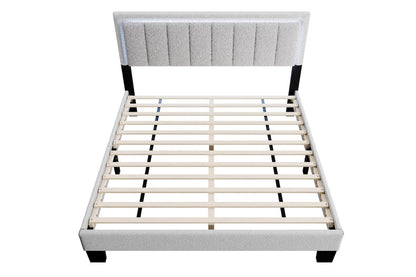 The Mist Full Light Gray Wool LED Bed