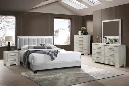 The Mist Queen Light Gray Wool LED Bed