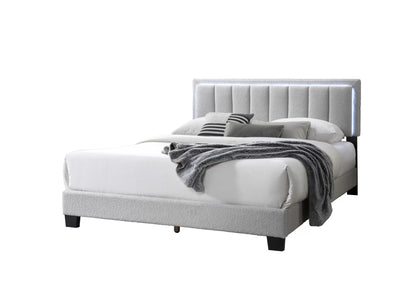 The Mist Queen Light Gray Wool LED Bed