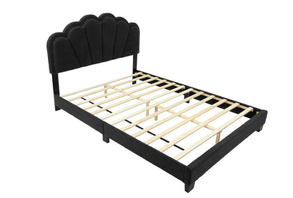 The Lumen Queen Charcoal Wool Shell LED Bed