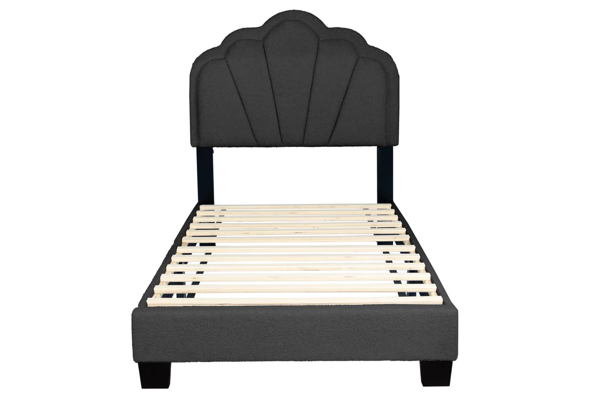 The Lumen Charcoal Wool fabric Twin Bed Frame, Nightstand & Chest – 3 Piece - view 2