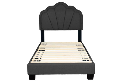 The Lumen Charcoal Wool fabric Twin Bed Frame, Nightstand & Chest – 3 Piece - view 2