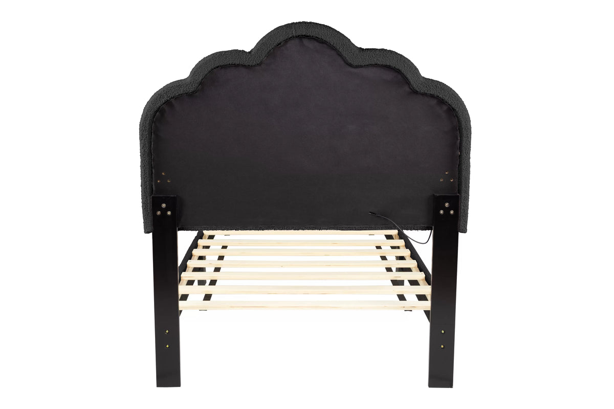 The Lumen Charcoal Wool Twin Bed Frame – LED Headboard - view 4