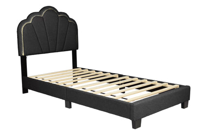 The Lumen Charcoal Wool fabric Twin Bed Frame, Nightstand & Chest – 3 Piece - view 5
