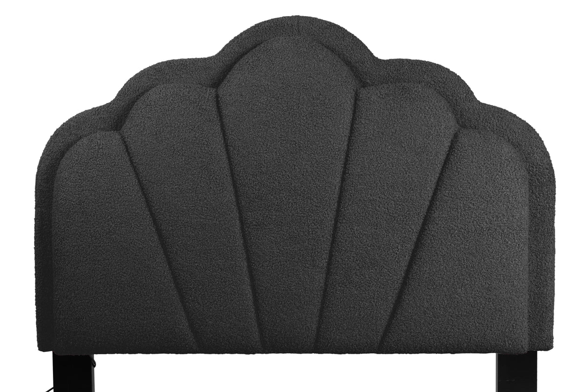 The Lumen Charcoal Wool fabric Twin Bed Frame, Nightstand & Chest – 3 Piece - view 6