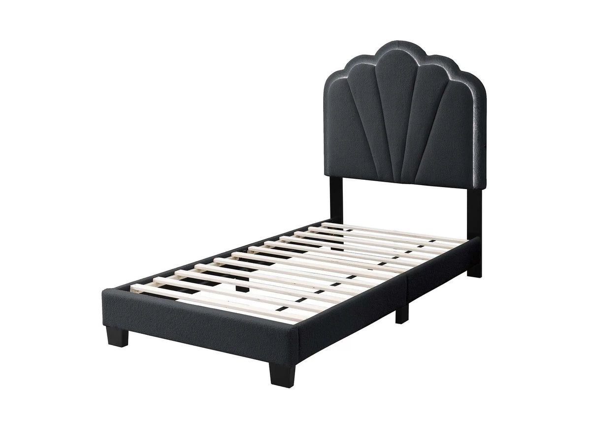 The Lumen Charcoal Wool fabric Twin Bed Frame, Nightstand & Chest – 3 Piece - view 7