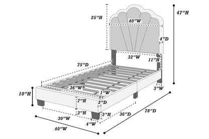 The Lumen Charcoal Wool fabric Twin Bed Frame, Nightstand & Chest – 3 Piece - view 9