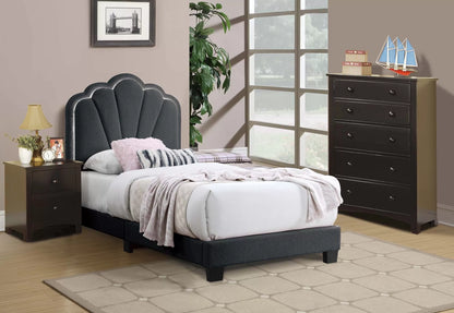 The Lumen Charcoal Wool Twin Bed Frame – LED Headboard - view 1