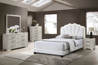 The Lumen White Wool Full Bed Frame – LED Headboard - view 2