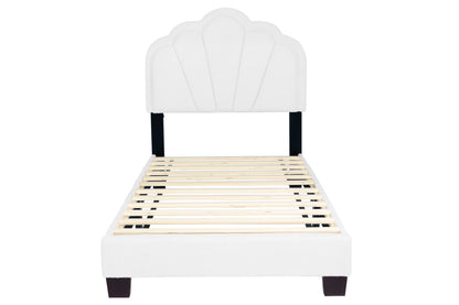 The Lumen White Wool Twin Bed Frame – LED Headboard - view 2