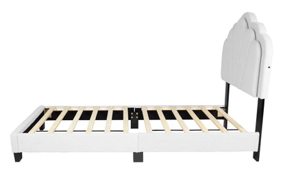The Lumen White Wool Twin Bed Frame – LED Headboard - view 3