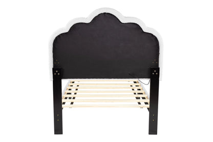 The Lumen White Wool Twin Bed Frame – LED Headboard - view 4