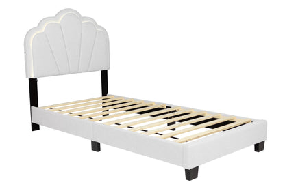 The Lumen White Wool fabric Twin Bed Frame, Nightstand & Chest – 3 Piece - view 5