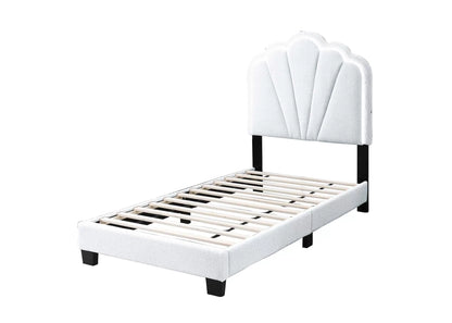 The Lumen White Wool fabric Twin Bed Frame, Nightstand & Chest – 3 Piece - view 7