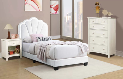 The Lumen White Wool Twin Bed Frame – LED Headboard - view 1
