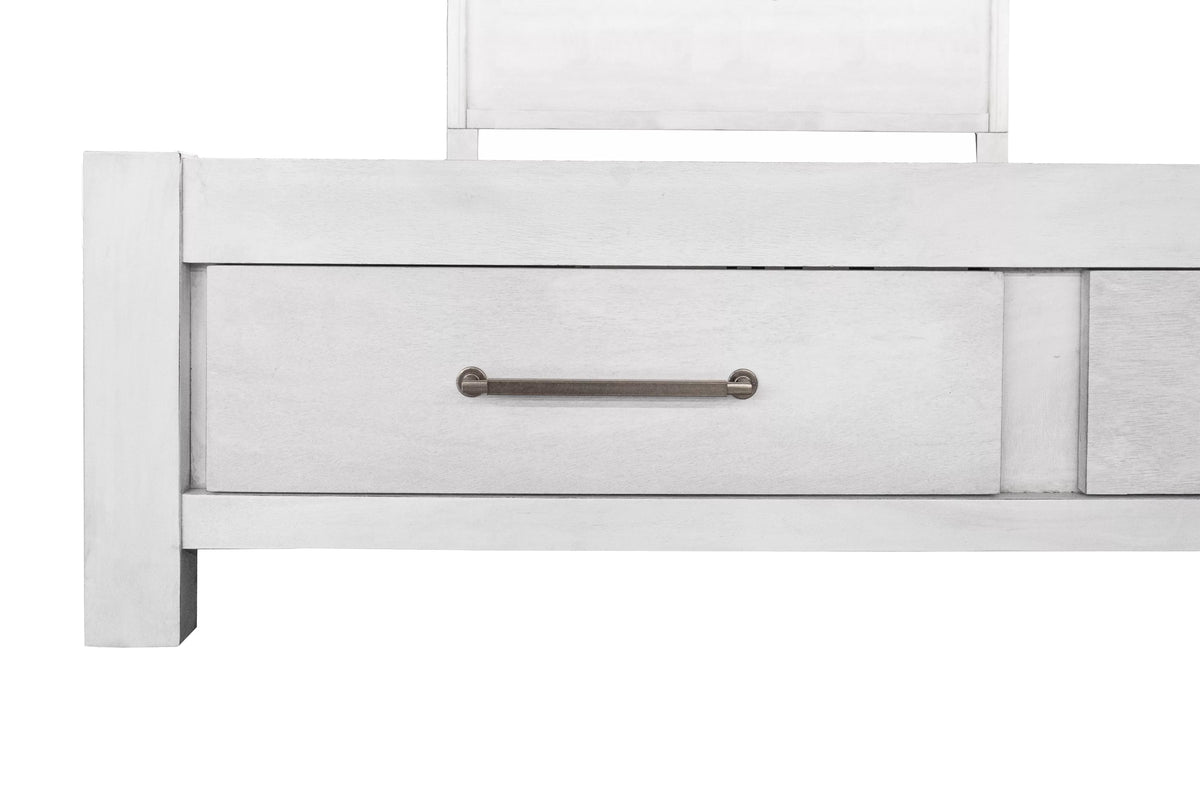 The Harper Eastern King White LED Bed with 6 Underbed Drawers