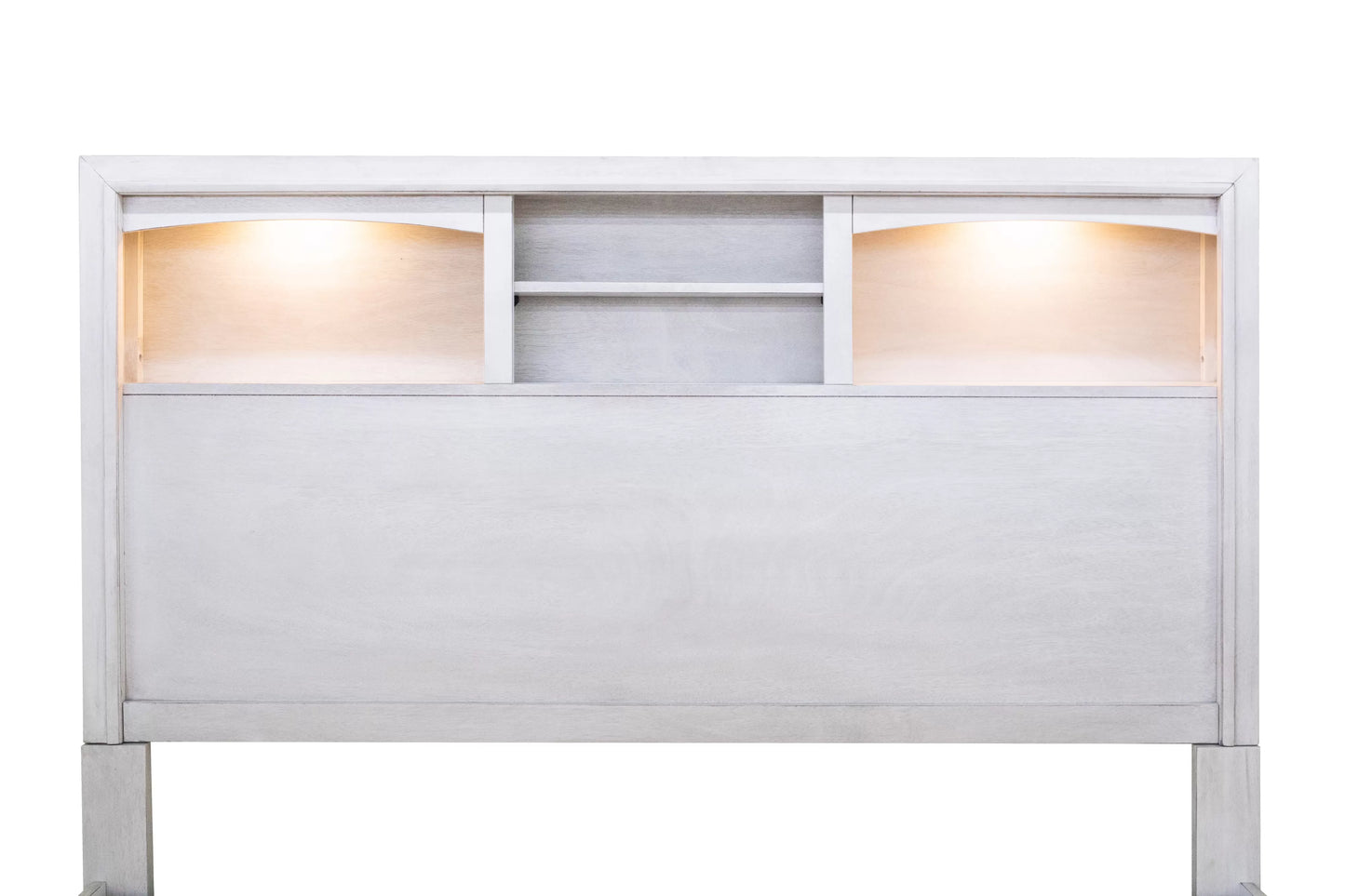 Queen Platform Bed with LED Lights & Storage – Antique White | F9674Q